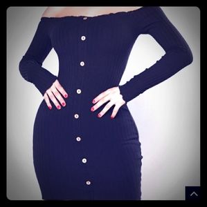 Jaclyn off the shoulder ribbed mini dress